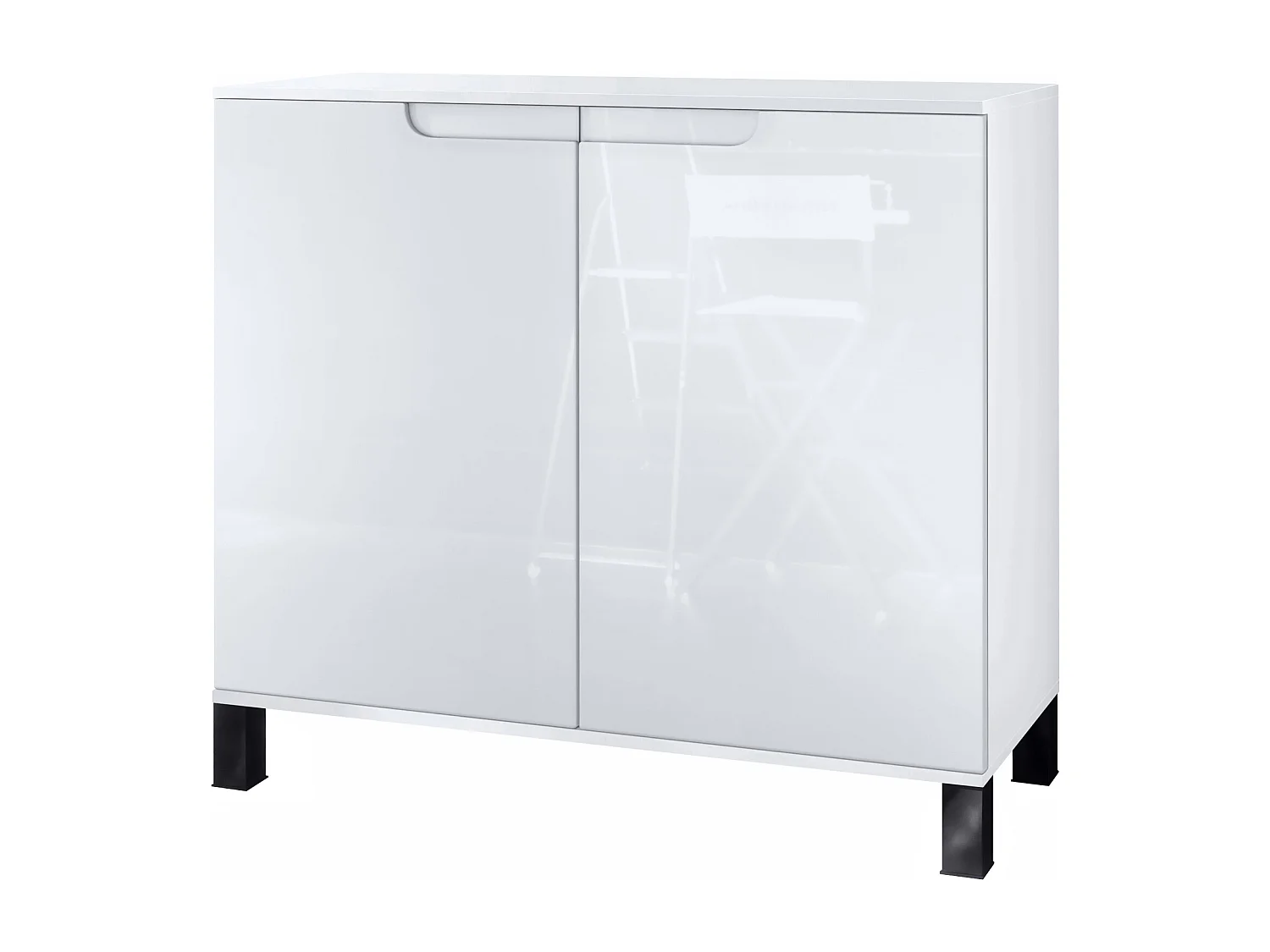 Credenza Sylt V3, Mobile da Cucina Moderno con 2 Grandi Ante bianco opaco / bianco lucido (92,5 x 84.5 x 35)