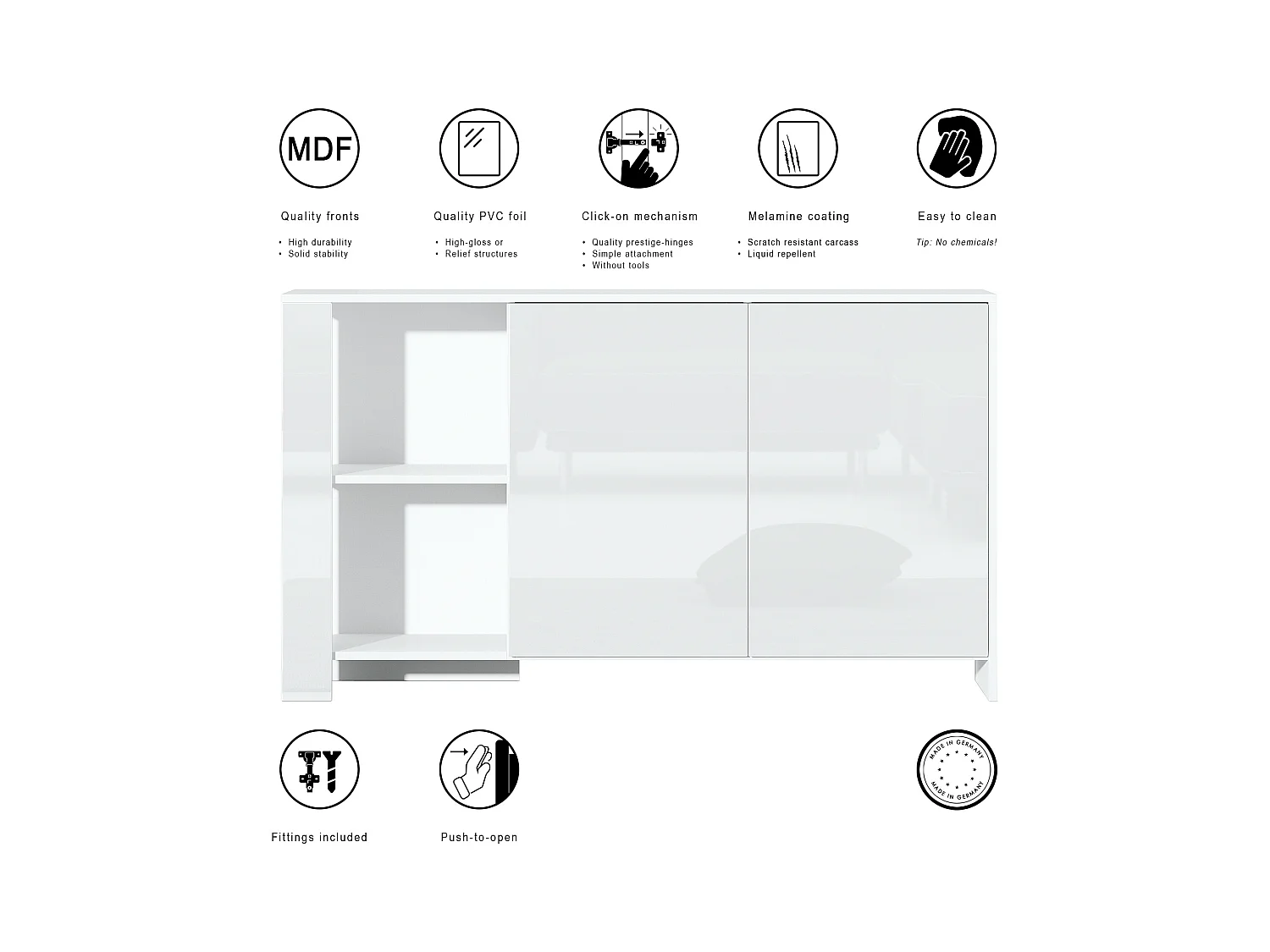 SIDEBOARD Canto Sandgrau Hochglanz