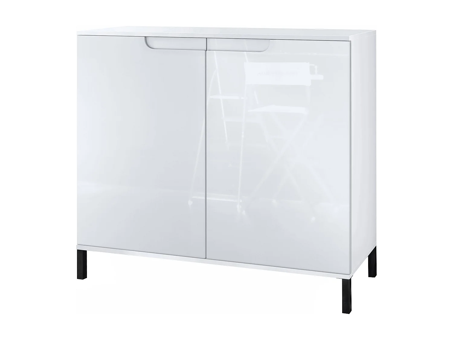 Commode Sylt V3, Buffet de Cuisine Moderne avec 2 Grandes Portes blanc mat / blanc haute brillance (92,5 x 83.5 x 35)