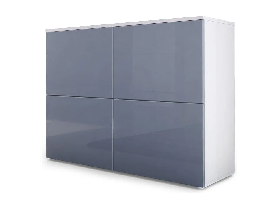 Madia  Rova, Mobile a 4 ante, Bianco opaco/Grigio lucido (92 x 72 x 35 cm)