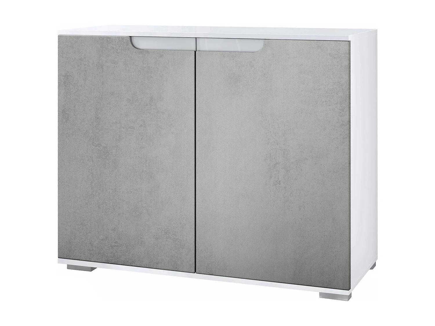Commode Sylt V3, Buffet de Cuisine Moderne avec 2 Grandes Portes blanc mat / aspect béton oxyde (92,5 x 75.5 x 35)