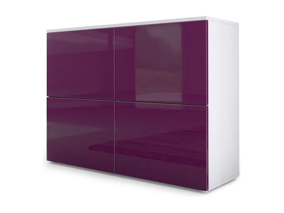 Madia  Rova, mobile a 4 ante, bianco opaco/violetto-porpora (92 x 72 x 35 cm)