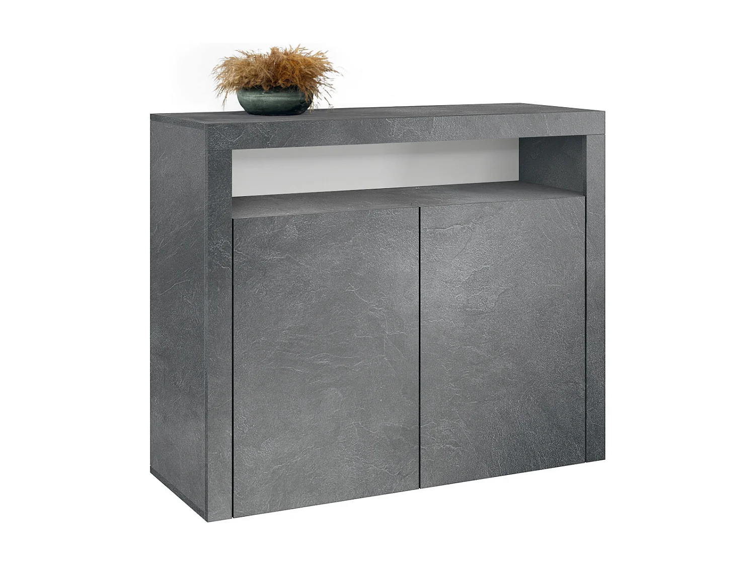 Cassettiera Denver, credenza con 2 ante e 1 vano a giorno, Schiefer (107 x 88 x 35 cm)