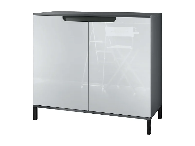 Commode Sylt V3, Buffet de Cuisine Moderne avec 2 Grandes Portes anthracite mat / blanc haute brillance (92,5 x 83.5 x 35)