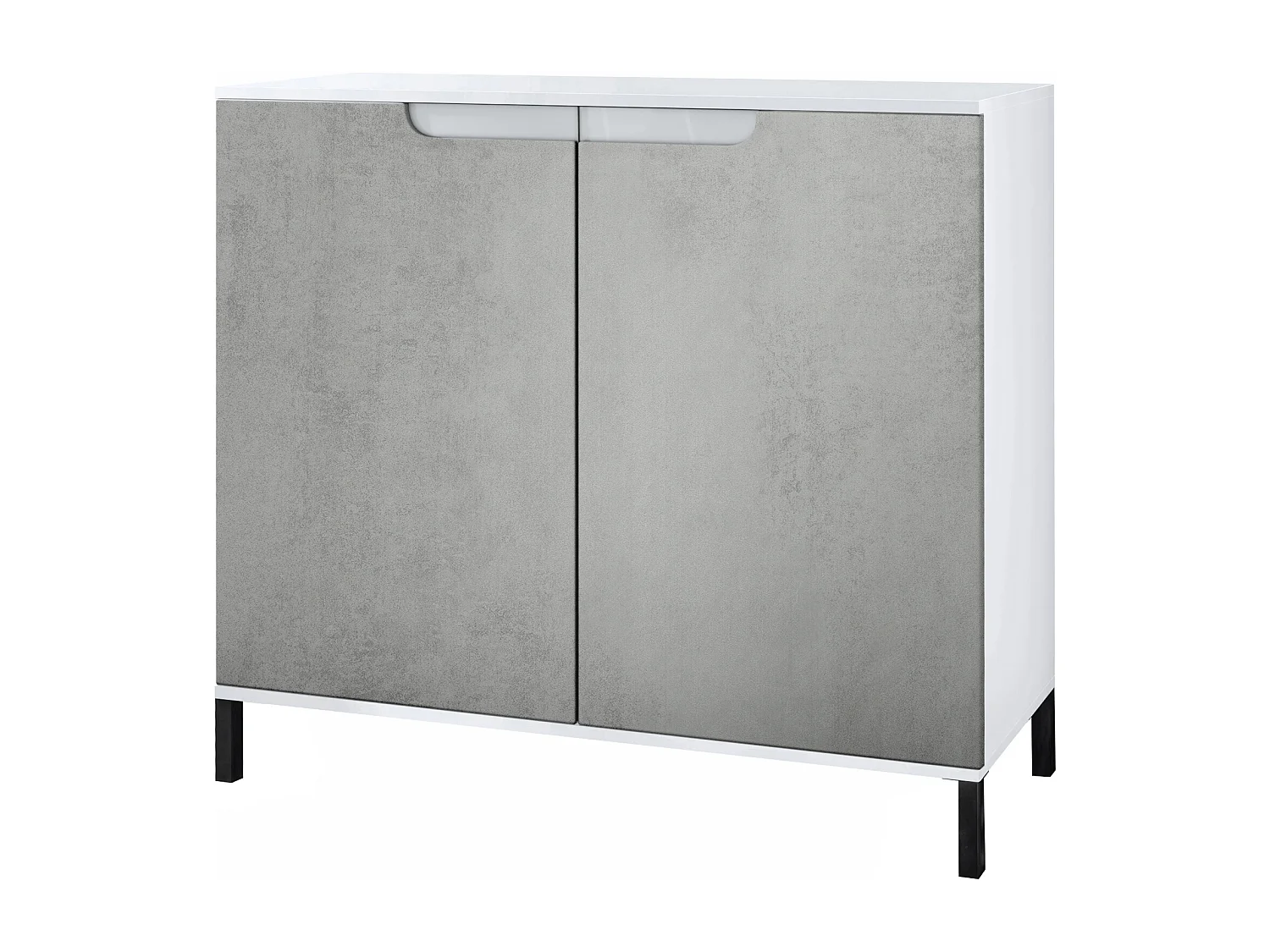Credenza Sylt V3, Mobile da Cucina Moderno con 2 Grandi Ante bianco opaco / ottica cermento ossido (92,5 x 83.5 x 35)