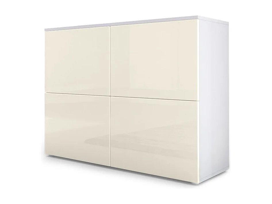 Madia  Rova, Mobile a 4 ante, Bianco opaco/Crema lucido (92 x 72 x 35 cm)