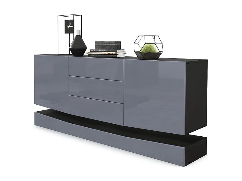 SIDEBOARD City Fronten in Grau Hochglanz