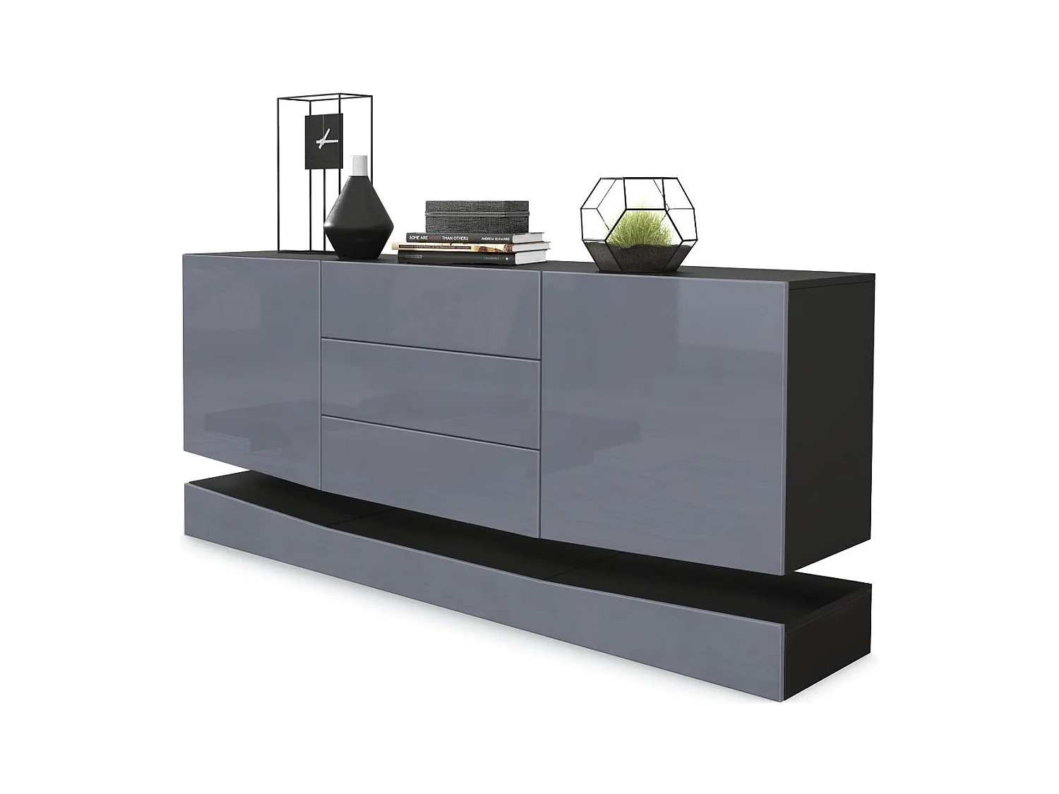 SIDEBOARD City Fronten in Grau Hochglanz