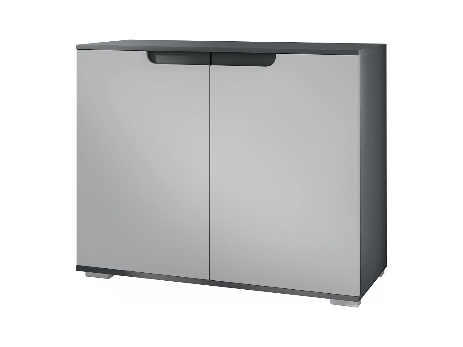 Commode Sylt V3, Buffet de Cuisine Moderne avec 2 Grandes Portes anthracite mat / gris clair satiné mat (92,5 x 75.5 x 35)
