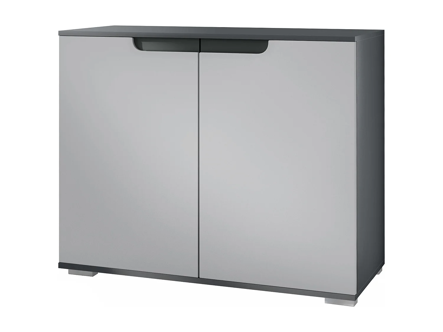 Commode Sylt V3, Buffet de Cuisine Moderne avec 2 Grandes Portes anthracite mat / gris clair satiné mat (92,5 x 75.5 x 35)