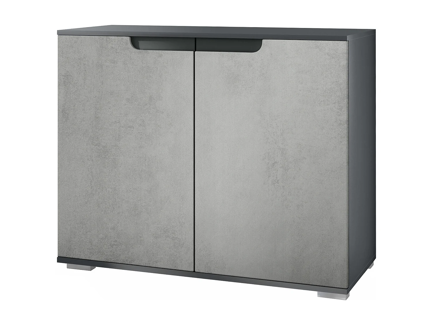 Commode Sylt V3, Buffet de Cuisine Moderne avec 2 Grandes Portes anthracite mat / aspect béton oxyde (92,5 x 75.5 x 35)