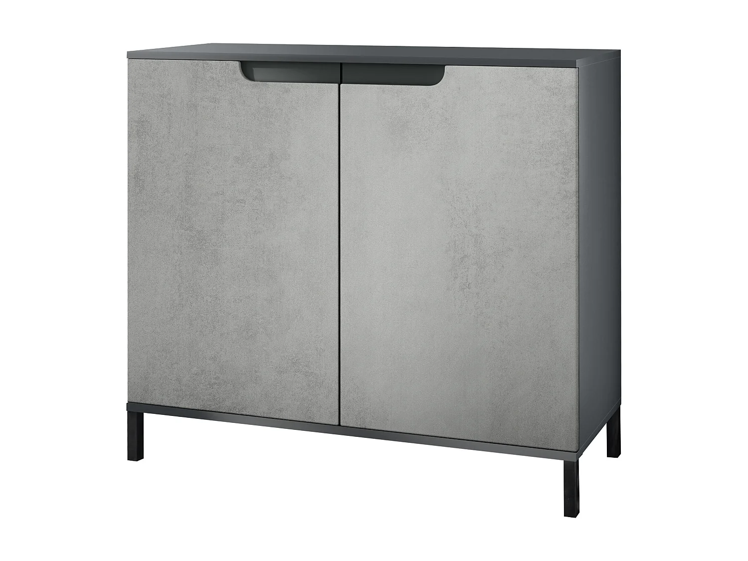Commode Sylt V3, Buffet de Cuisine Moderne avec 2 Grandes Portes anthracite mat / aspect béton oxyde (92,5 x 83.5 x 35)