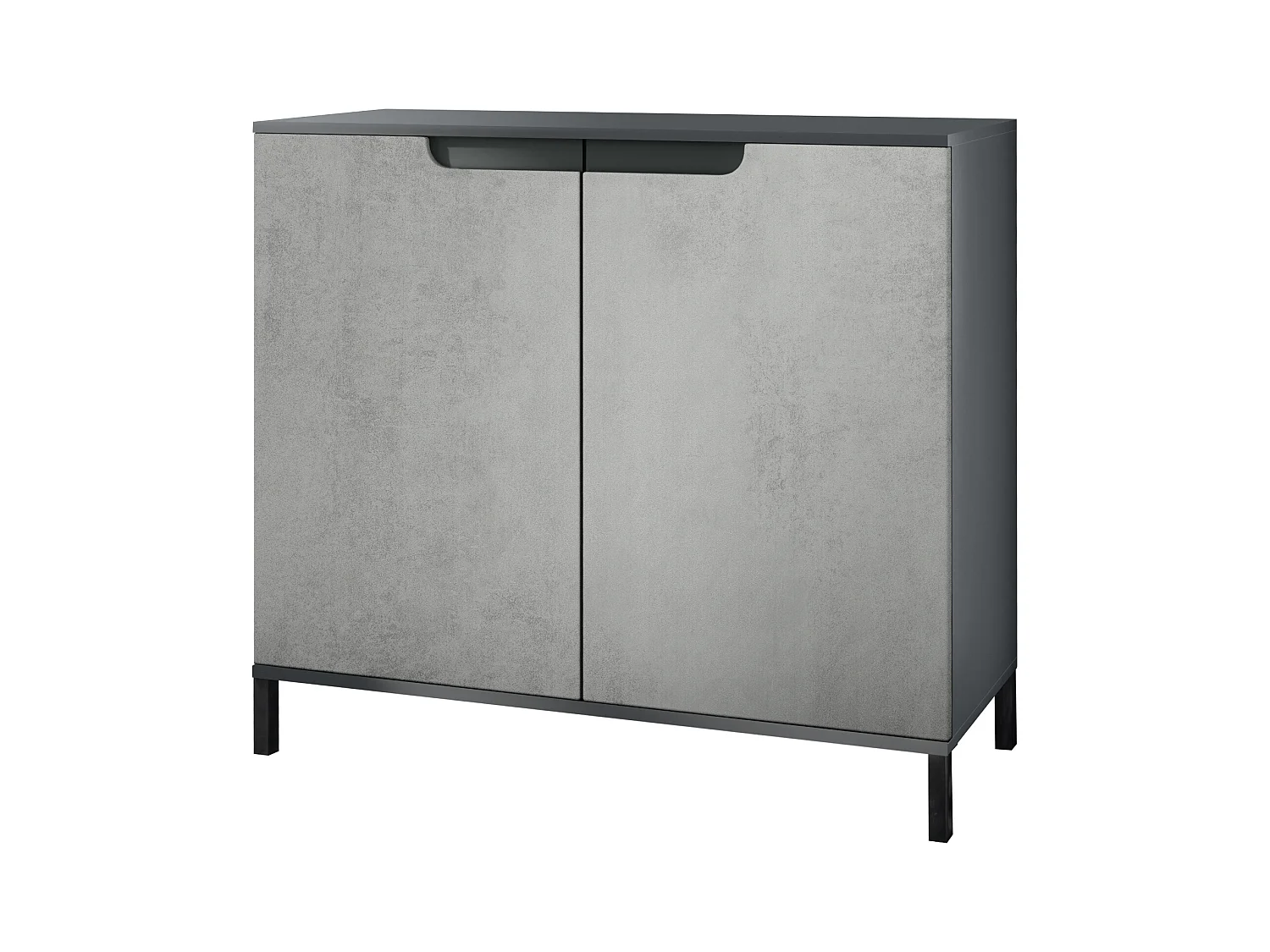 Commode Sylt V3, Buffet de Cuisine Moderne avec 2 Grandes Portes anthracite mat / aspect béton oxyde (92,5 x 83.5 x 35)