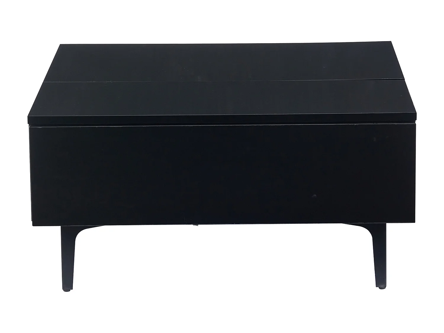 Czarny stolik kawowy - Stolik kawowy z oświetleniem LED i 1 szufladą - regulowana wysokość - do salonu