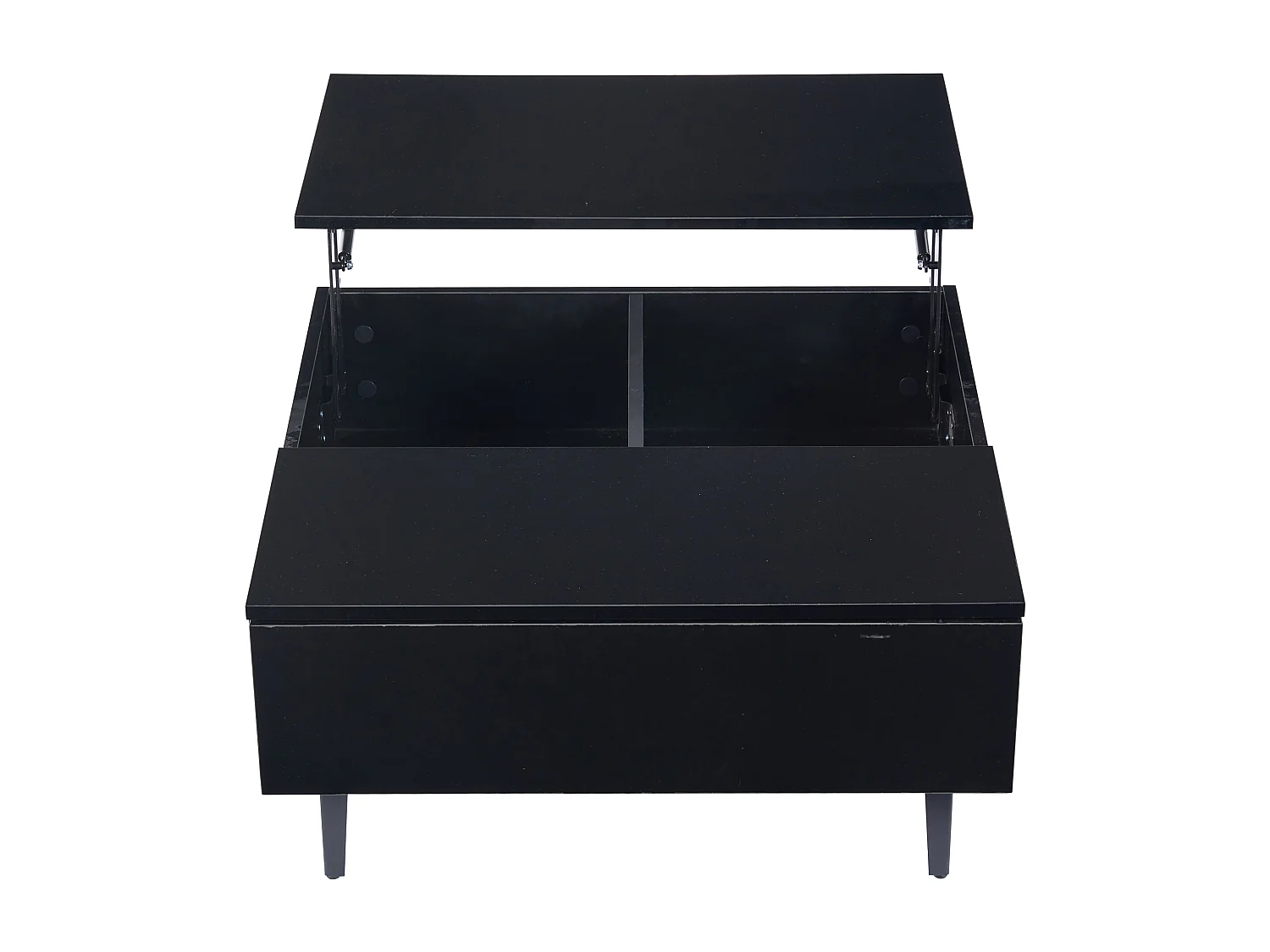 Czarny stolik kawowy - Stolik kawowy z oświetleniem LED i 1 szufladą - regulowana wysokość - do salonu