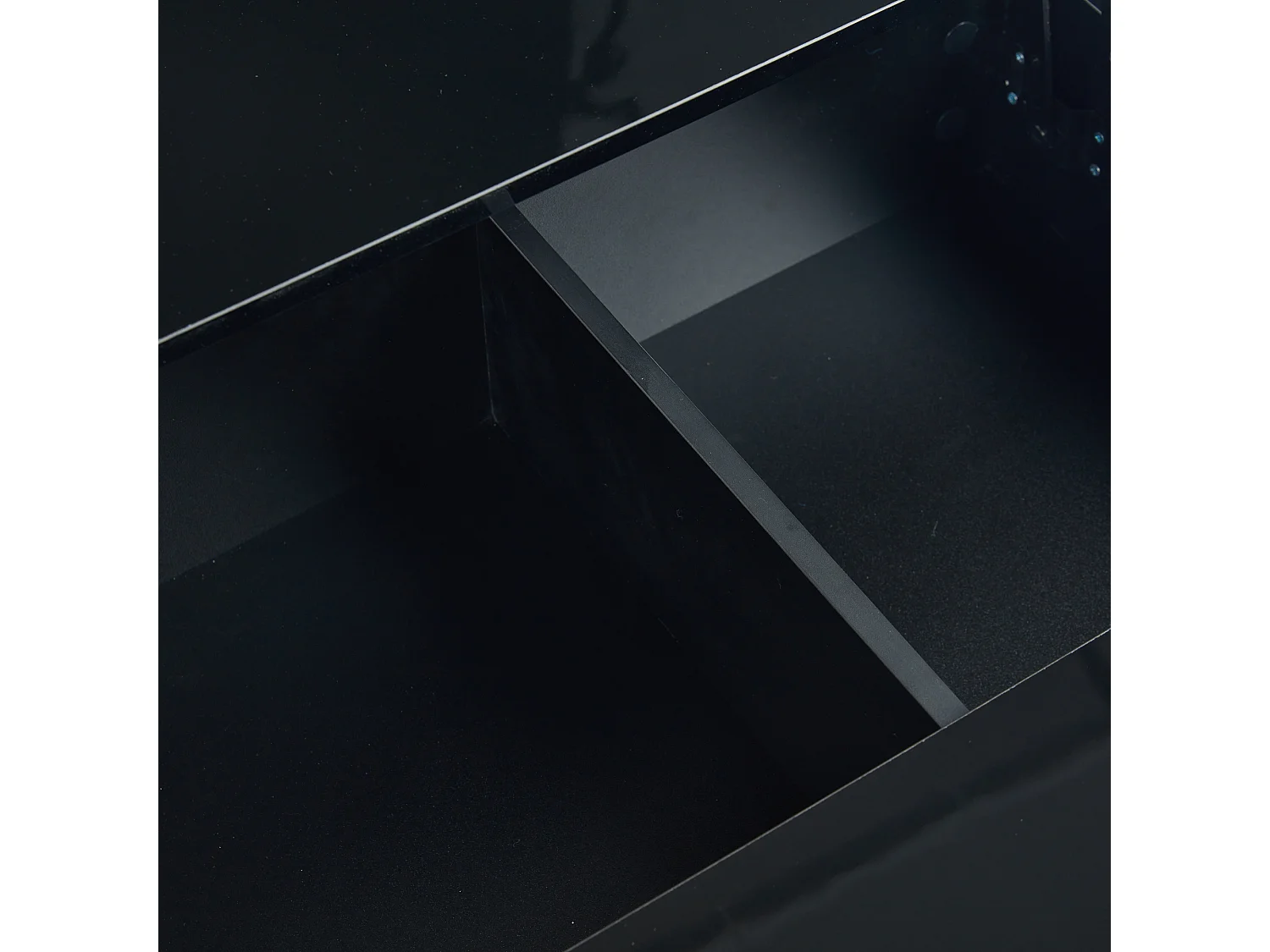 Czarny stolik kawowy - Stolik kawowy z oświetleniem LED i 1 szufladą - regulowana wysokość - do salonu