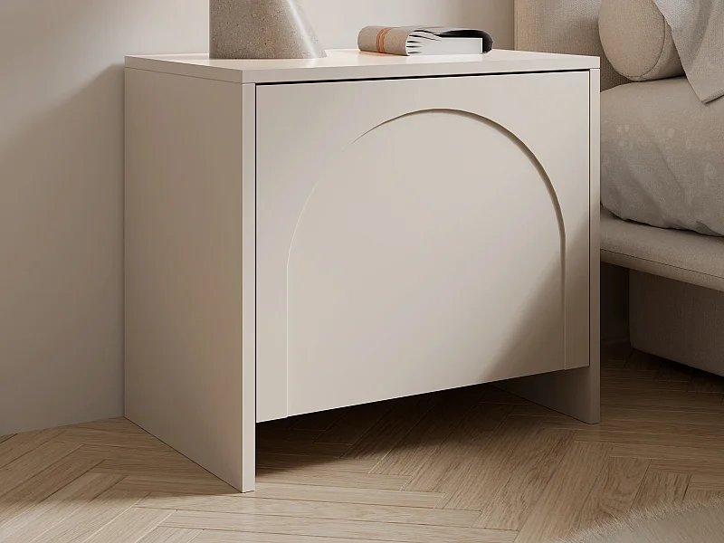 Lot de 2 tables de chevet avec 1 porte - Beige - NALYRA de Maison Céphy