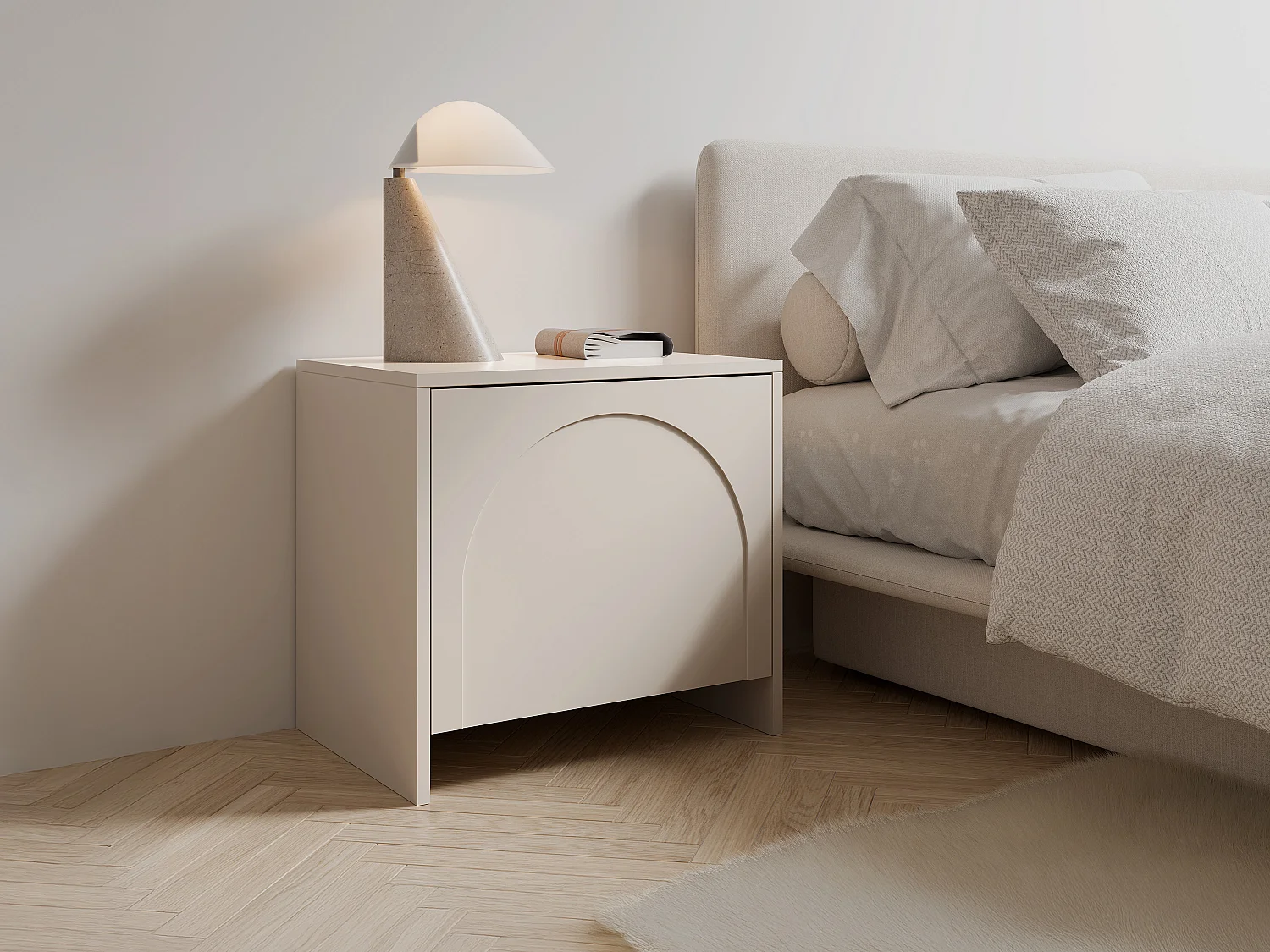Lot de 2 tables de chevet avec 1 porte - Beige - NALYRA de Maison Céphy