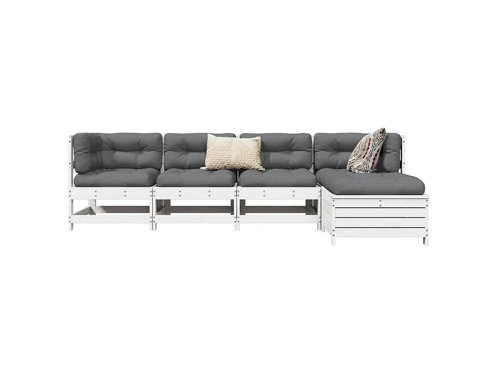 5-delige Loungeset massief grenenhout wit