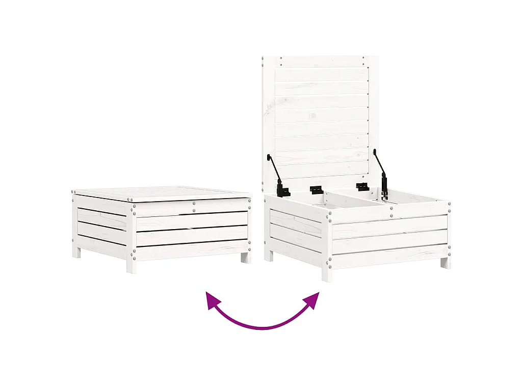 5-delige Loungeset massief grenenhout wit