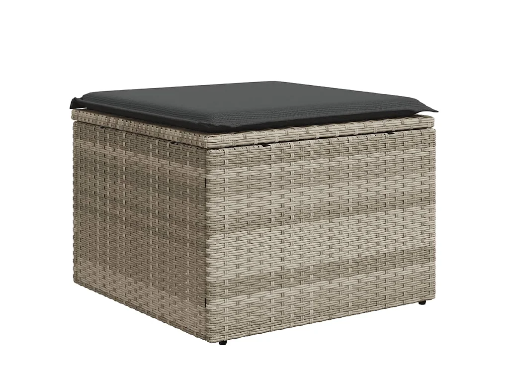8-delige Loungeset met kussens poly rattan lichtgrijs