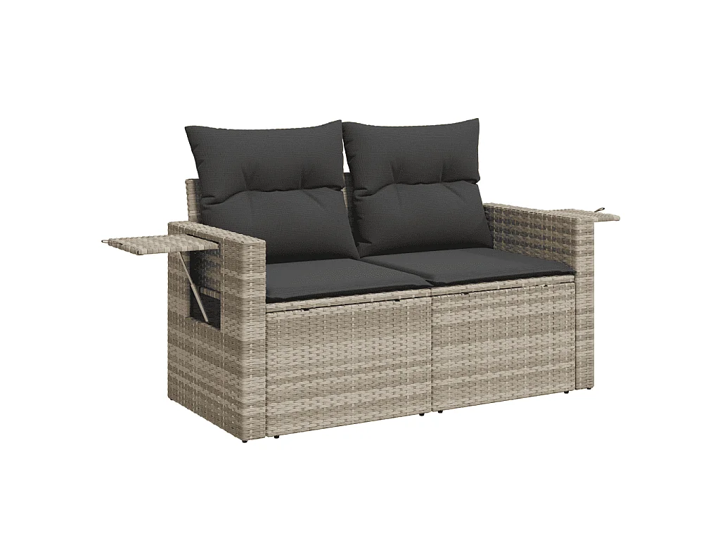 6-delige Loungeset met kussens poly rattan lichtgrijs
