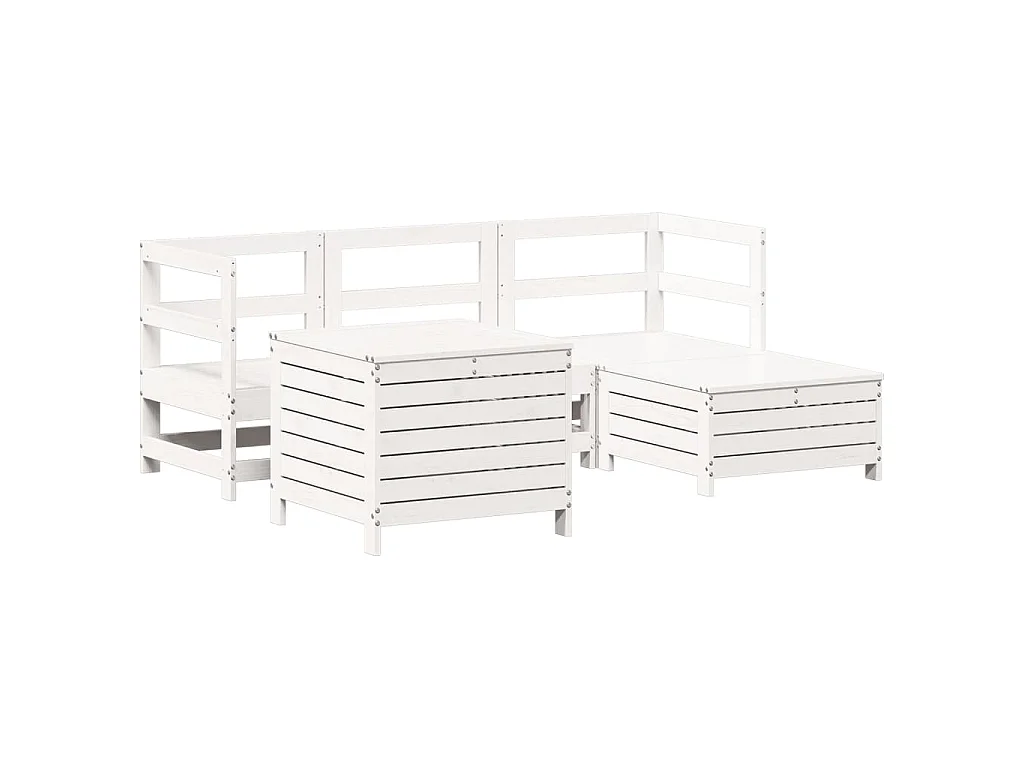 5-delige Loungeset massief grenenhout wit