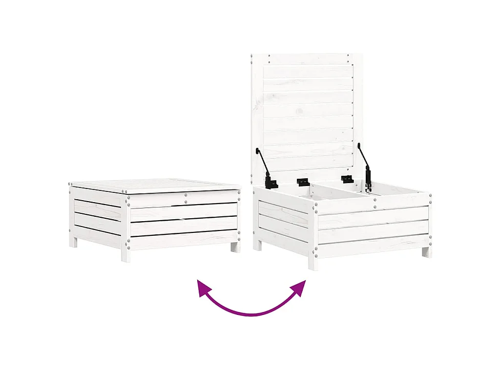 5-delige Loungeset massief grenenhout wit