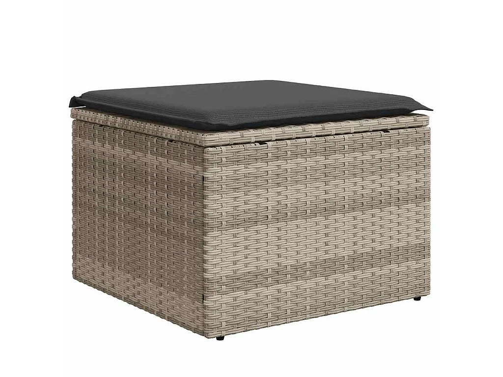 Salon de jardin 9 pcs avec coussins gris clair résine tressée