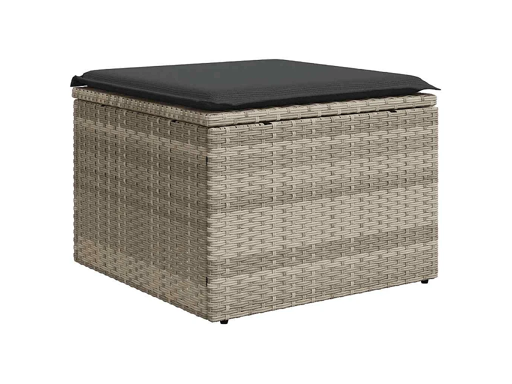 Salon de jardin avec coussins 7 pcs gris clair résine tressée