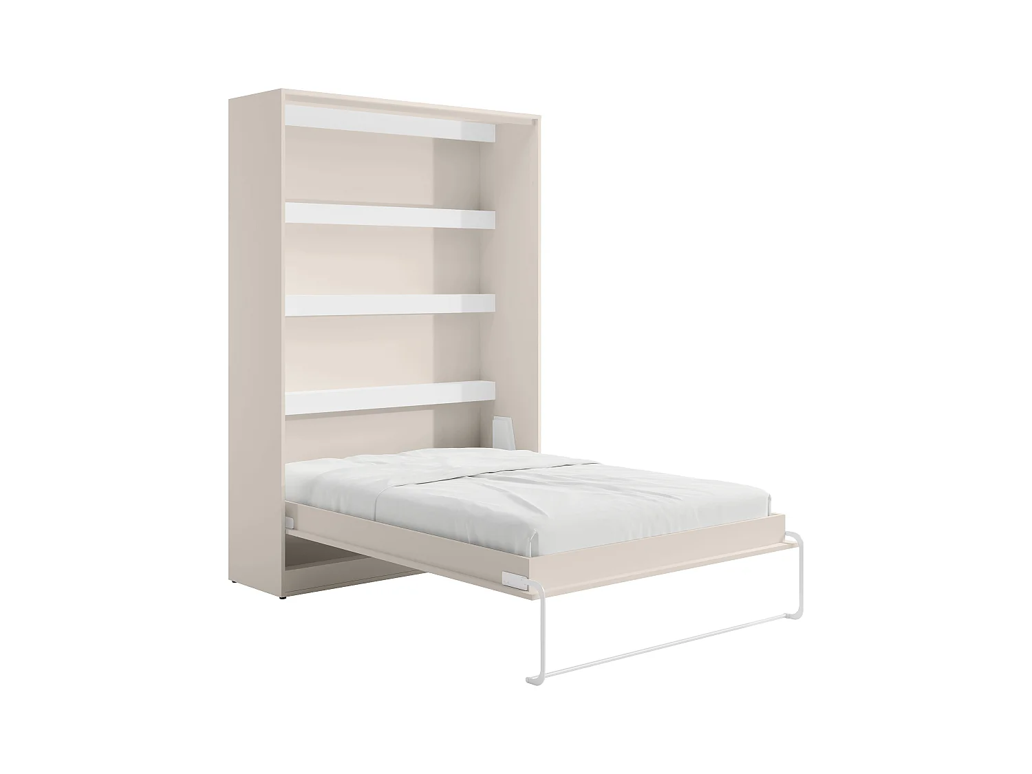 Lit escamotable 140 x 200 cm - Ouverture verticale manuelle - Avec LEDs - Beige - RAPILI