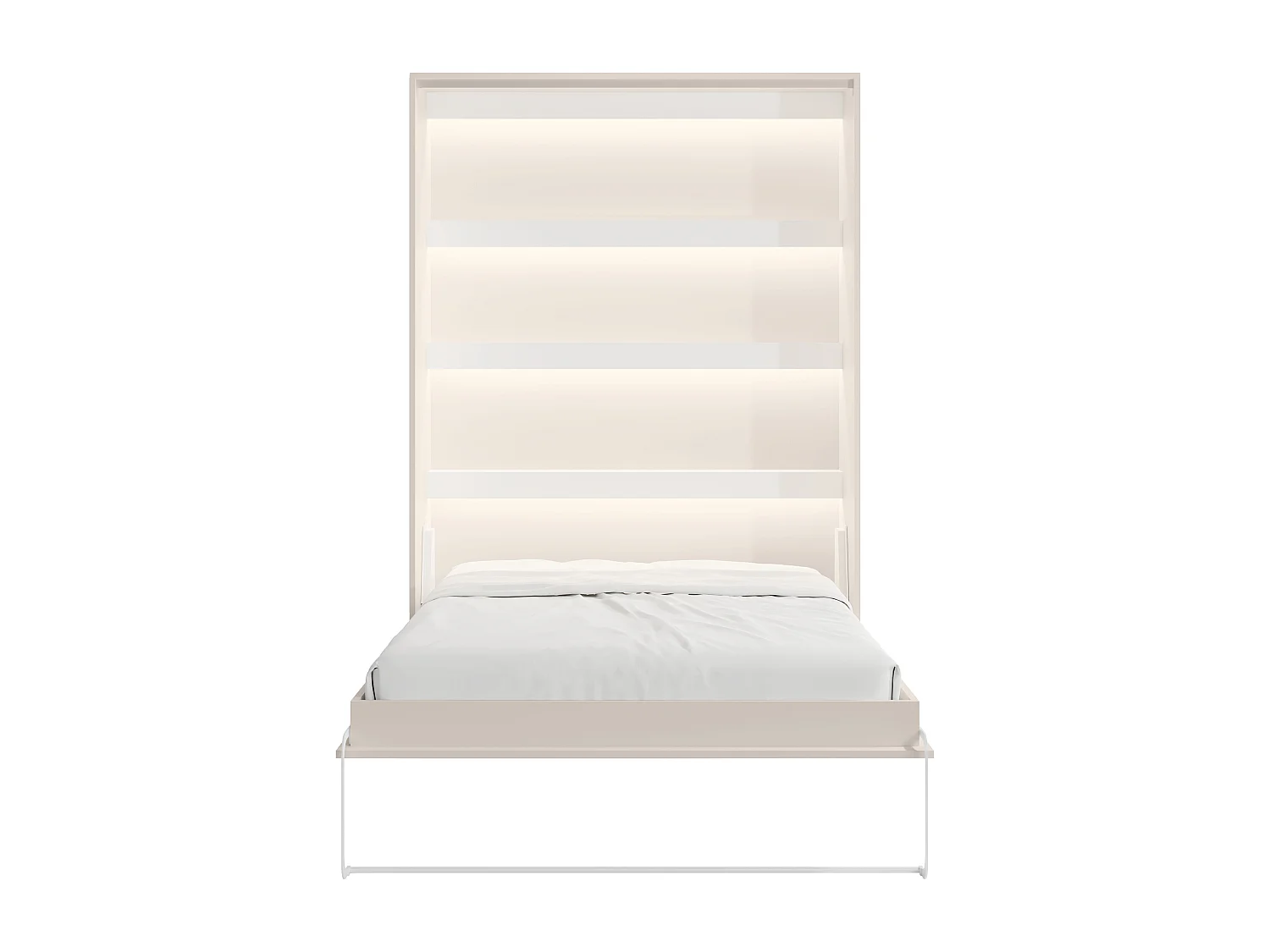 Säng med 140 x 200 cm - Manuellt vertikalt sängskåp - Med LED-lampor - Beige - RAPILI