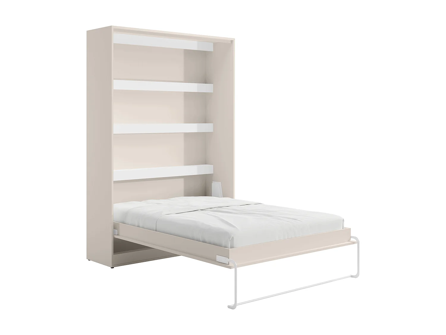 Säng med 140 x 200 cm - Manuellt vertikalt sängskåp - Med LED-lampor - Beige - RAPILI