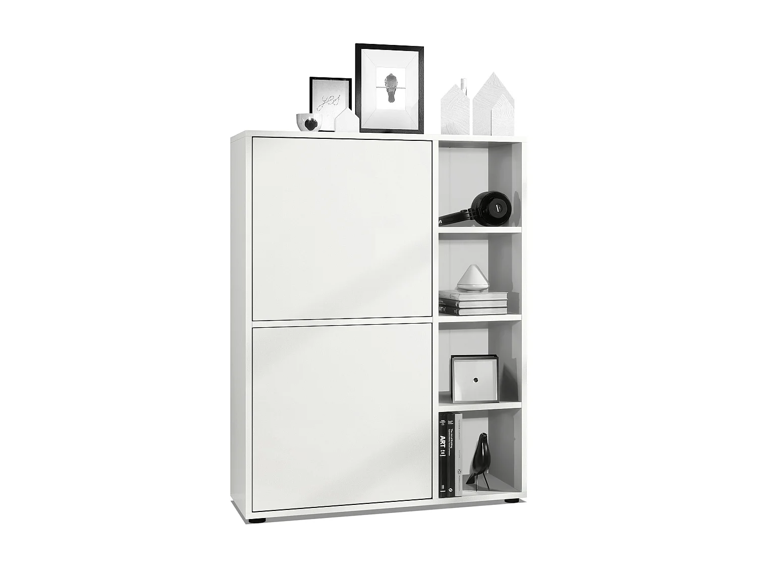 Credenza  Cuba 79 x 105,5 x 35,5 cm Credenza con 8 ripiani, Struttura in bianco opaco / Ante in bianco opaco