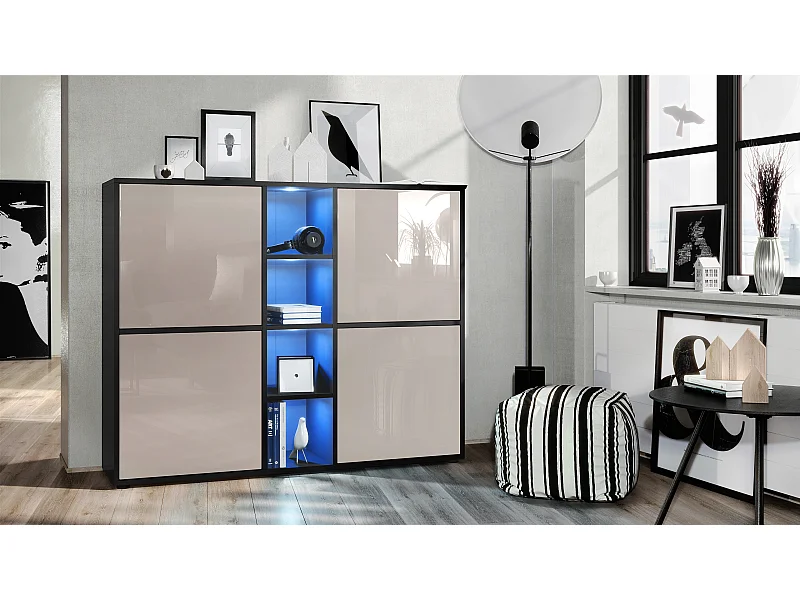 HIGHBOARD Cuba Türen in Sandgrau Hochglanz