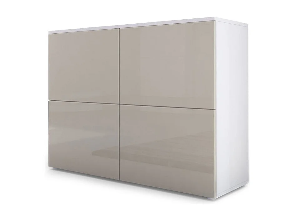 Madia  Rova, mobile a 4 ante, bianco opaco/grigio sabbia lucido (92 x 72 x 35 cm)
