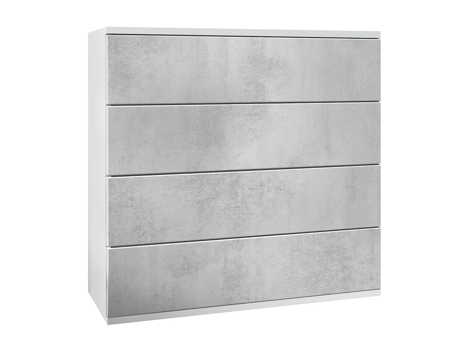 Cassettiera sospesa Pavos V3, Credenza con 4 cassetti bianco opaco/ottica cermento ossido (76 x 76 x 35 cm)