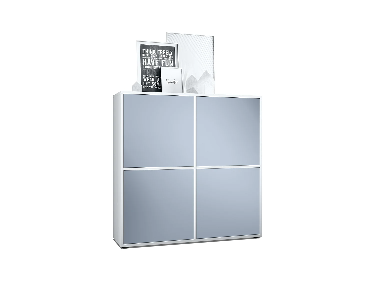 Aramario - Alacena Cuba V2 armario 104 x 105.5 x 35.5 cm armario - alacena con 8 compartimentos, cuerpo en blanco mate frentes en Mezclilla mate