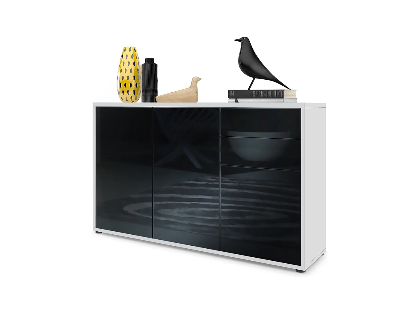 KOMMODE Ben Front in Schwarz Hochglanz
