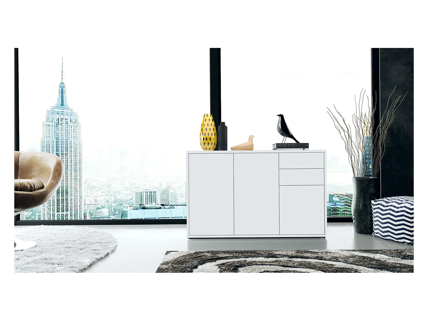 KOMMODE Ben Front in Weiß matt