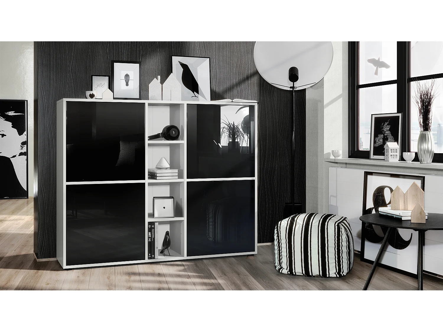 HIGHBOARD Cuba Türen in Schwarz Hochglanz