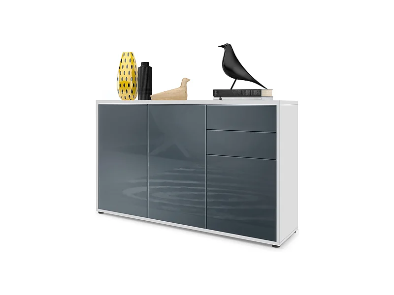 KOMMODE Ben Front in Grau Hochglanz