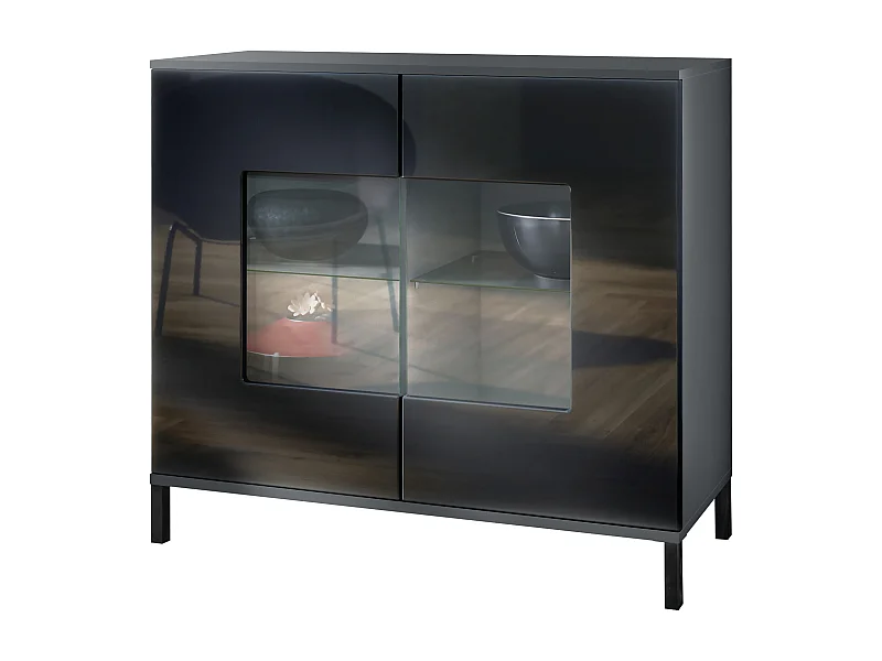 KOMMODE Grömitz Schwarz Hochglanz