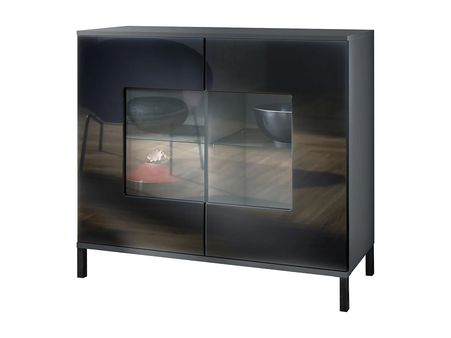 KOMMODE Grömitz Schwarz Hochglanz