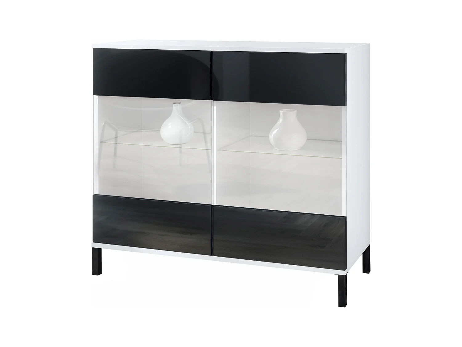 KOMMODE Bari Schwarz Hochglanz