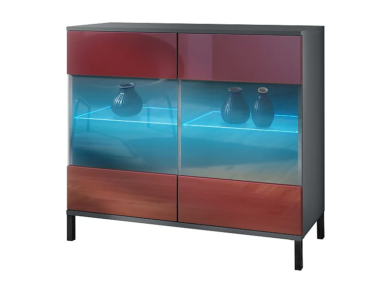 KOMMODE Bari Bordeaux Hochglanz