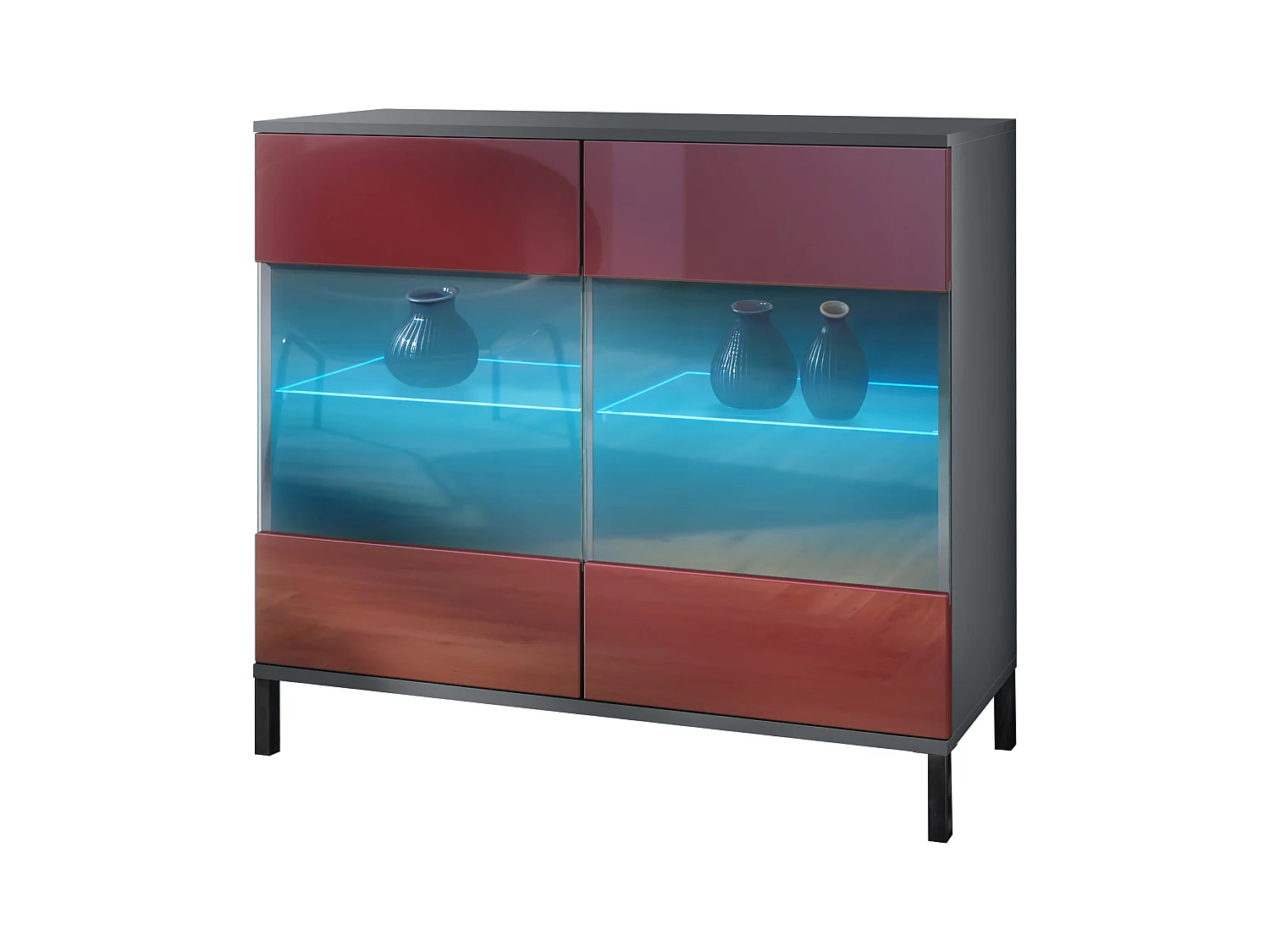 KOMMODE Bari Bordeaux Hochglanz