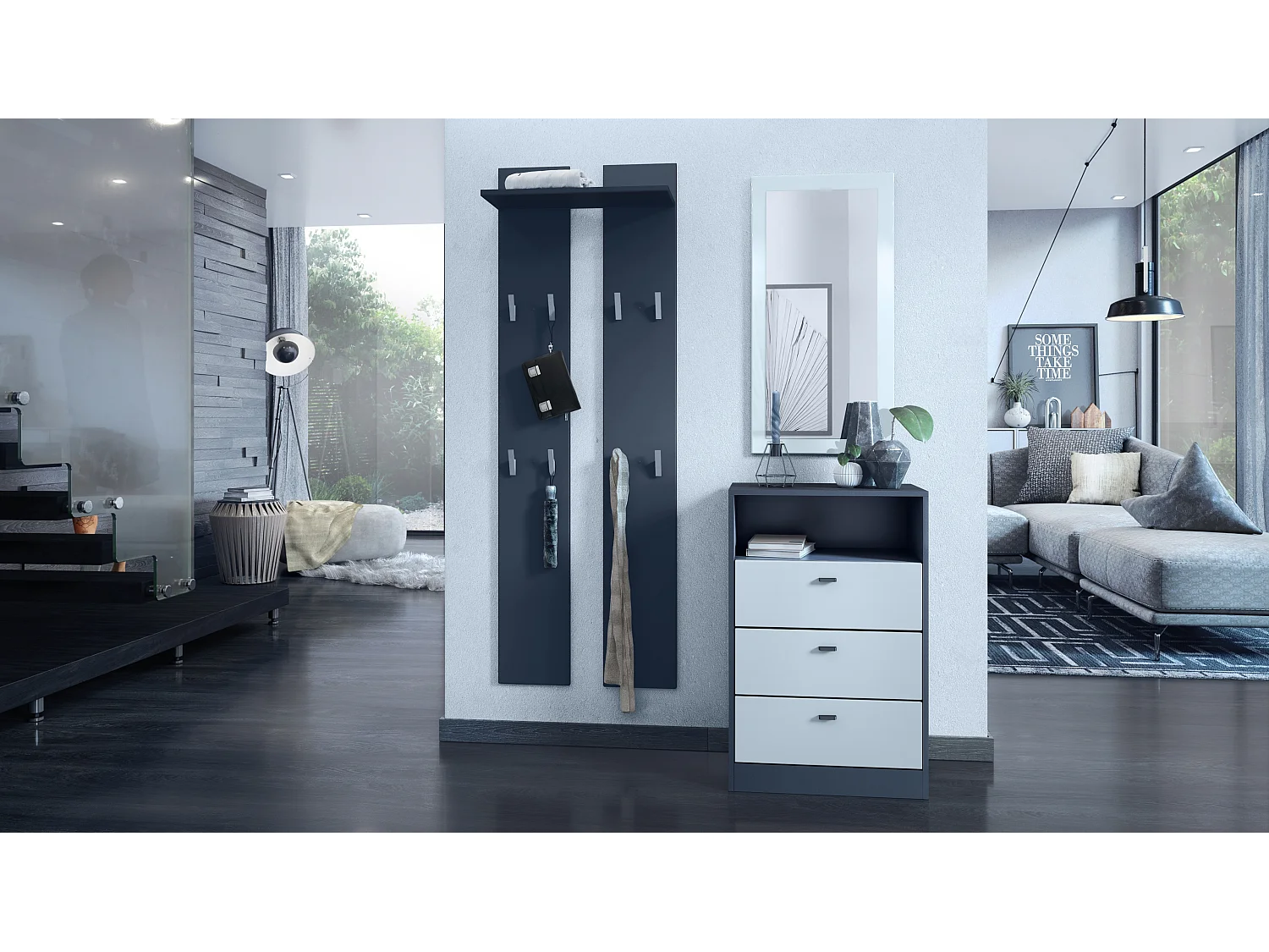 Vladon Kommode Pino V2 Made In Germany | 3 Schubladen + Offenes Fach | Weiß Matt 56x86,5x36cm