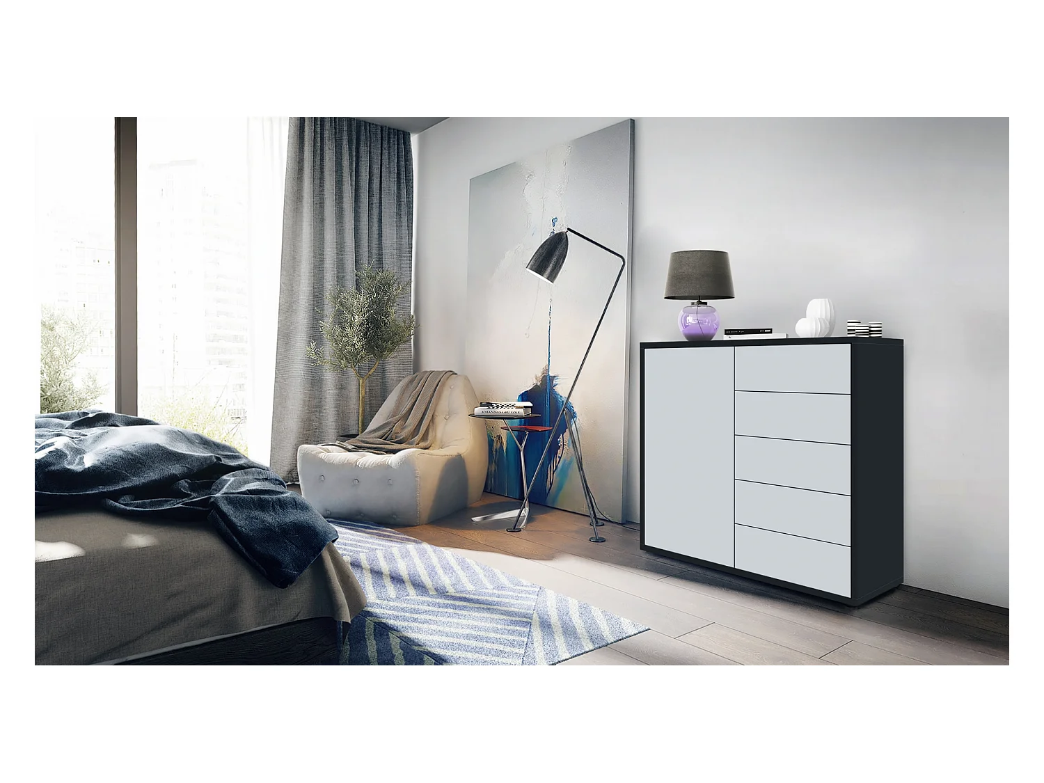 KOMMODE Ben Front in Weiß matt