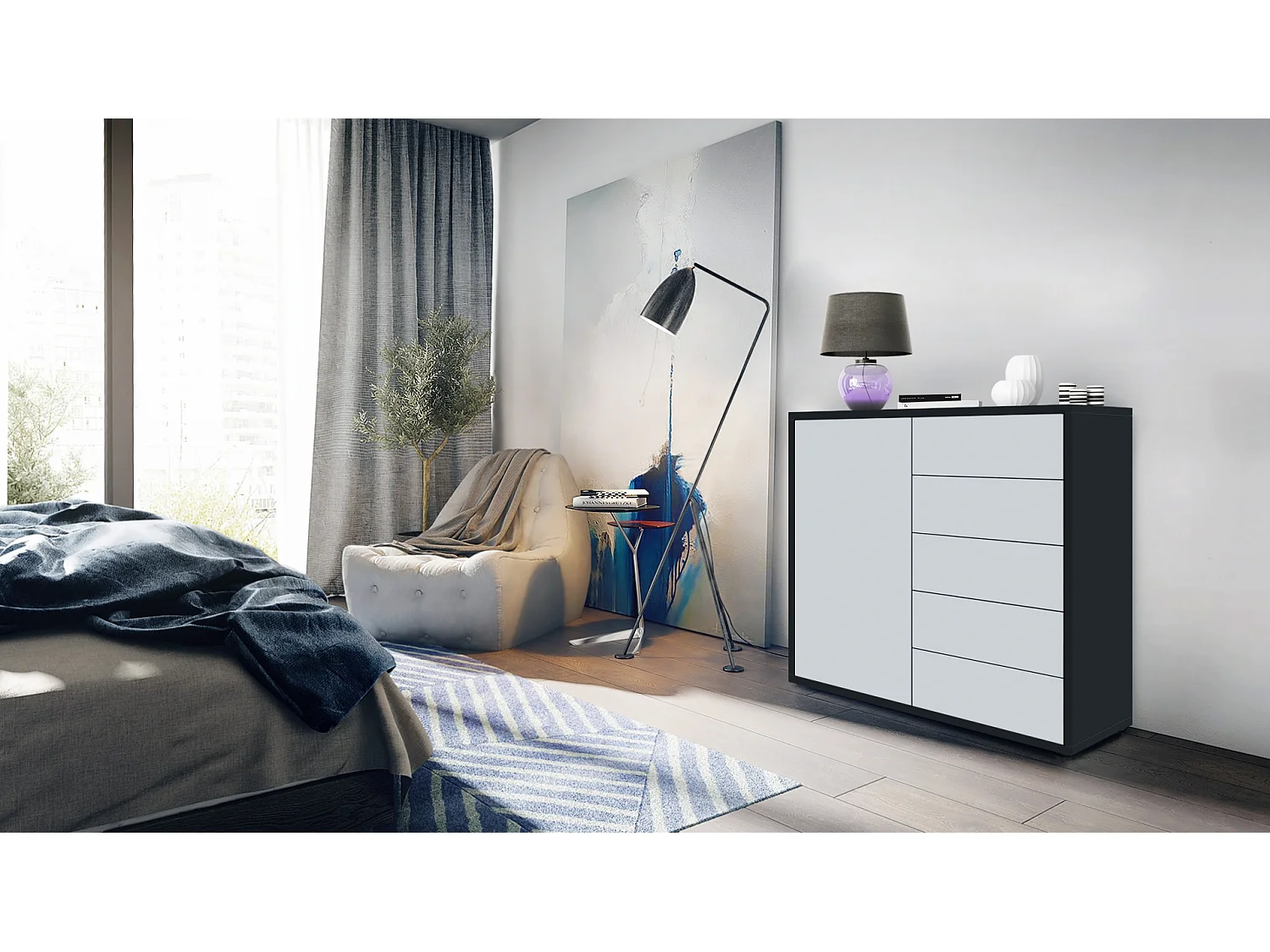 KOMMODE Ben Front in Weiß matt